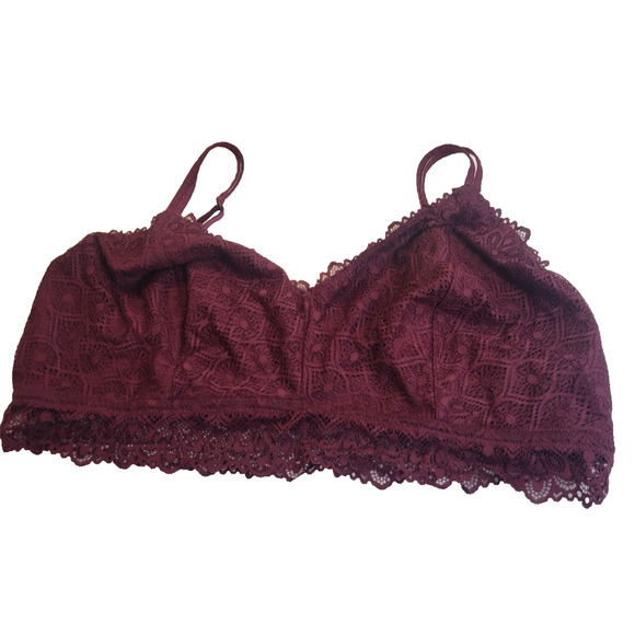 Maurices Other - Maurices Burgundy Lace Hem Strappy Wire Free Pullover Bralette Plus Size 3X